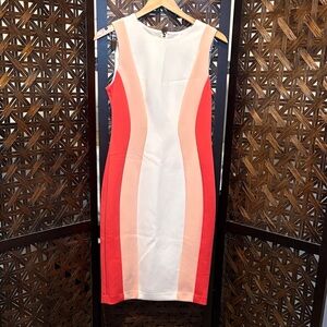 Calvin Klein Red and Pink Midi Dress